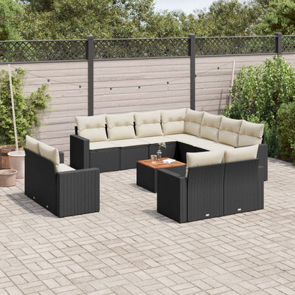 vidaXL Ensemble de canapés de jardin 12 pcs avec coussins Noir Résine tressée