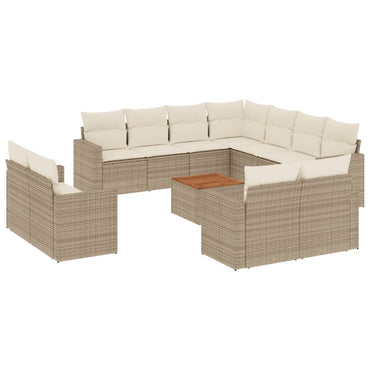 vidaXL Salon de jardin 12 pcs avec coussins résine tressée beige