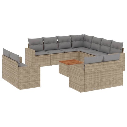 vidaXL Salon de jardin 12 pcs avec coussins résine tressée beige