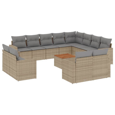 vidaXL Salon de jardin 13 pcs avec coussins Résine tressée Beige