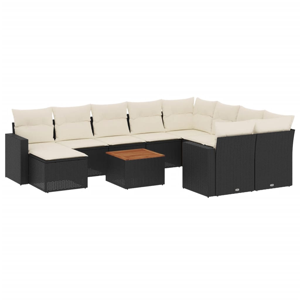 vidaXL Salon de jardin 11 pcs avec coussins Noir Résine tressée