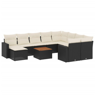 vidaXL Salon de jardin 11 pcs avec coussins Noir Résine tressée