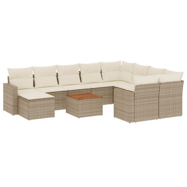 vidaXL Ensemble de canapés de jardin 11 pcs avec coussins en rotin synthétique beige