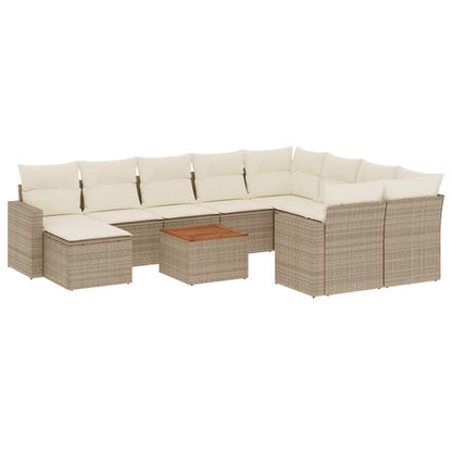 vidaXL Ensemble de canapés de jardin 11 pcs avec coussins en rotin synthétique beige
