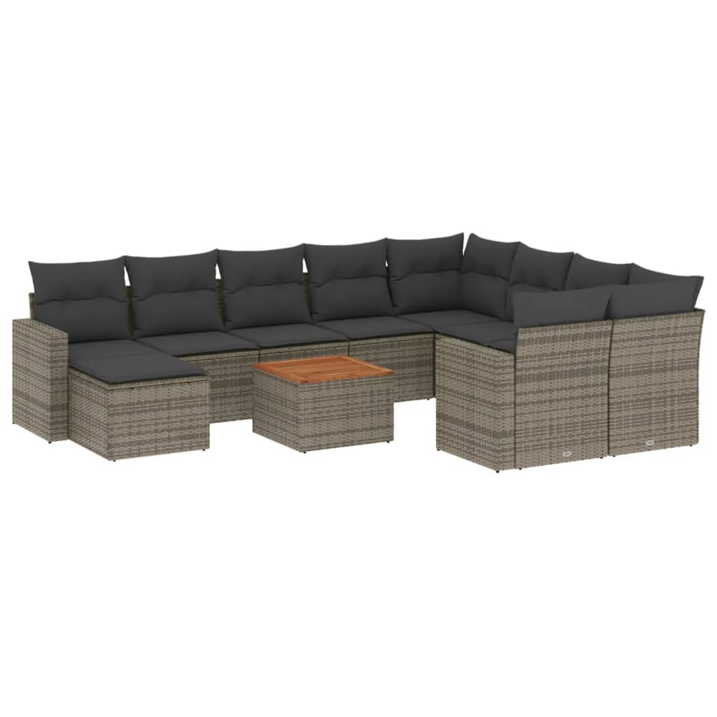 vidaXL Ensemble de canapés de jardin 11 pcs avec coussins en résine tressée gris