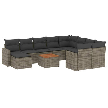 vidaXL Ensemble de canapés de jardin 11 pcs avec coussins en résine tressée gris