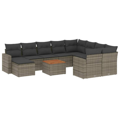 vidaXL Ensemble de canapés de jardin 11 pcs avec coussins en résine tressée gris