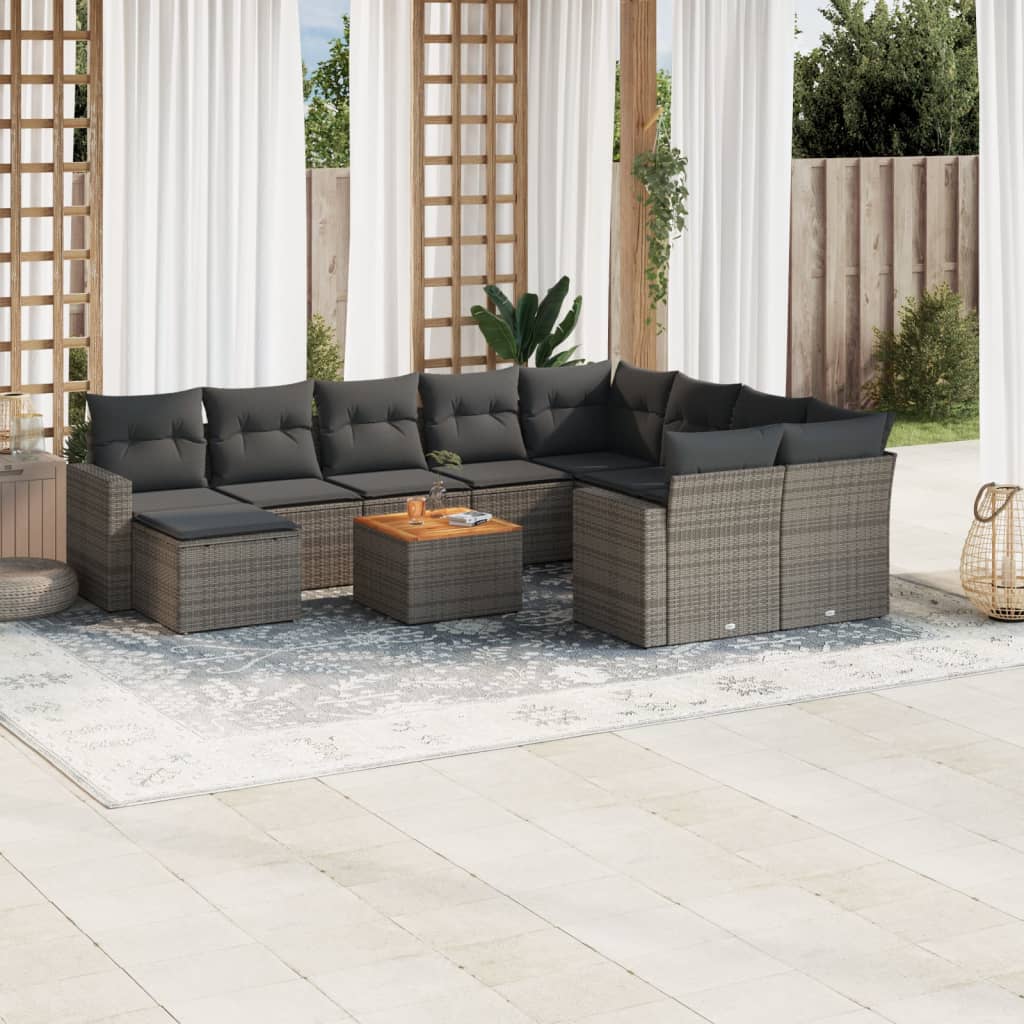 vidaXL Ensemble de canapés de jardin 11 pcs avec coussins en résine tressée gris