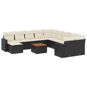 vidaXL Ensemble de canapés de jardin 12 pcs avec coussins Noir Résine tressée