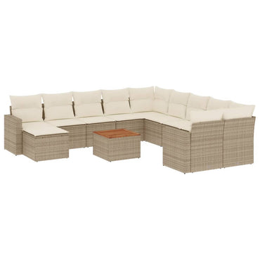 vidaXL Salon de jardin 12 pcs avec coussins résine tressée beige