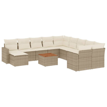 vidaXL Salon de jardin 12 pcs avec coussins résine tressée beige