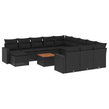 vidaXL Ensemble de canapés de jardin 13 pièces avec coussins résine tressée noire