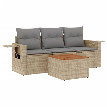 vidaXL Ensemble de canapés de jardin 4 pcs avec coussins en résine tressée beige