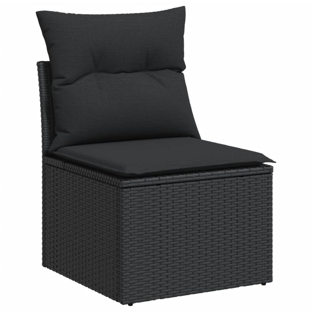 vidaXL Ensemble de canapés de jardin 5 pcs avec coussins, résine tressée noire