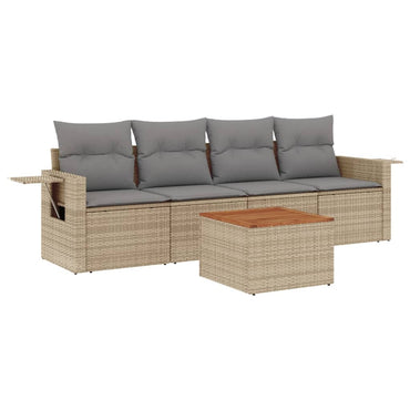 vidaXL Ensemble de canapés de jardin 5 pcs avec coussins Beige résine tressée