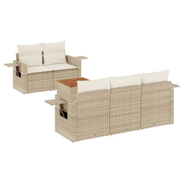 vidaXL Salon de jardin 6 pcs avec coussins beige résine tressée