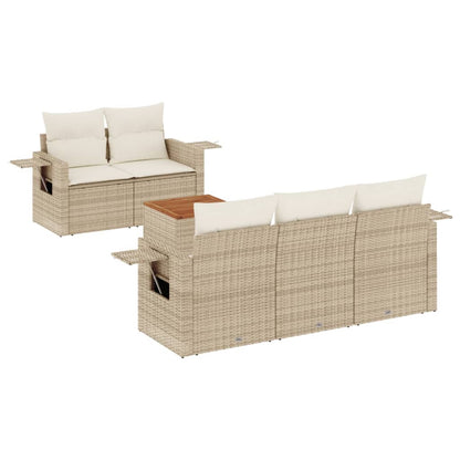 vidaXL Salon de jardin 6 pcs avec coussins beige résine tressée
