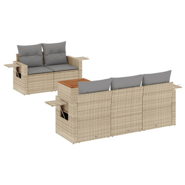 vidaXL Salon de jardin 6 pcs avec coussins beige résine tressée