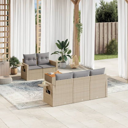 vidaXL Salon de jardin 6 pcs avec coussins beige résine tressée