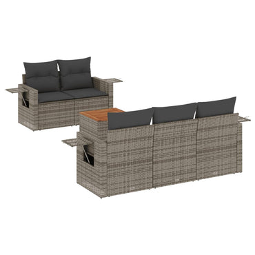 vidaXL Ensemble de canapés de jardin 6 pcs avec coussins gris résine tressée