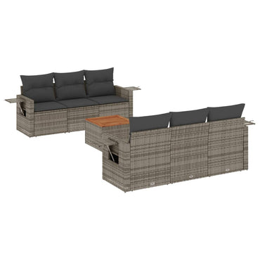 vidaXL Ensemble de canapés de jardin 7 pcs avec coussins Gris Résine tressée