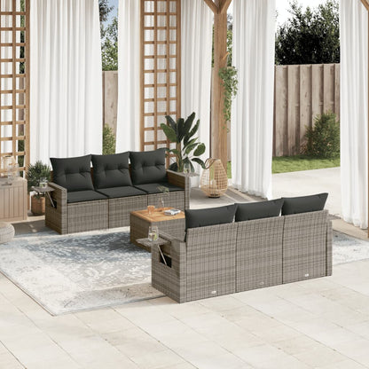 vidaXL Ensemble de canapés de jardin 7 pcs avec coussins Gris Résine tressée