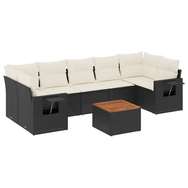 vidaXL Ensemble de canapés de jardin 8 pièces avec coussins résine tressée noir