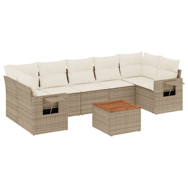 vidaXL Canapé d'angle de jardin 8 pcs avec coussins Résine tressée Beige