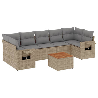 vidaXL Canapé d'angle de jardin 8 pcs avec coussins Résine tressée Beige