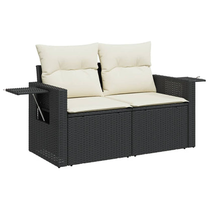 vidaXL Salon de jardin 9 pcs avec coussins Noir Résine tressée