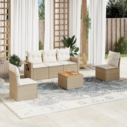 vidaXL Salon de jardin 6 pcs avec coussins beige résine tressée