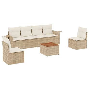 vidaXL Salon de jardin 7 pièces avec coussins en résine tressée beige