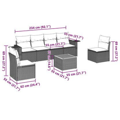 vidaXL Ensemble de canapés de jardin 7 pcs avec coussins Gris Résine tressée