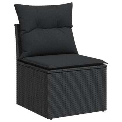 vidaXL Ensemble de canapés de jardin 8 pièces avec coussins résine tressée noir