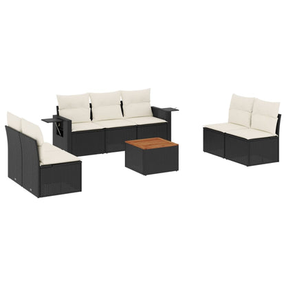 vidaXL Ensemble de canapés de jardin 8 pièces avec coussins résine tressée noir