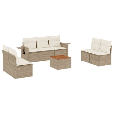 vidaXL Canapé d'angle de jardin 8 pcs avec coussins Résine tressée Beige