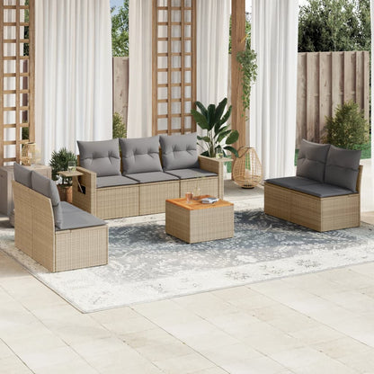 vidaXL Canapé d'angle de jardin 8 pcs avec coussins Résine tressée Beige