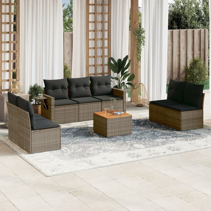 vidaXL Ensemble de canapés de jardin 8 pièces avec coussins en résine tressée grise