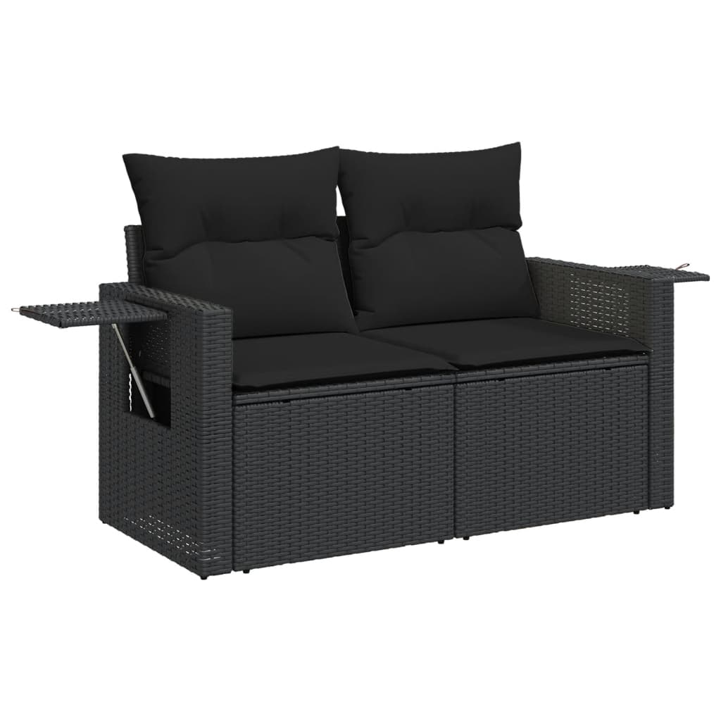 vidaXL Ensemble de canapés de jardin 5 pcs avec coussins, résine tressée noire