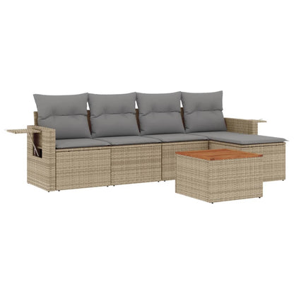 vidaXL Salon de jardin 6 pcs avec coussins beige résine tressée