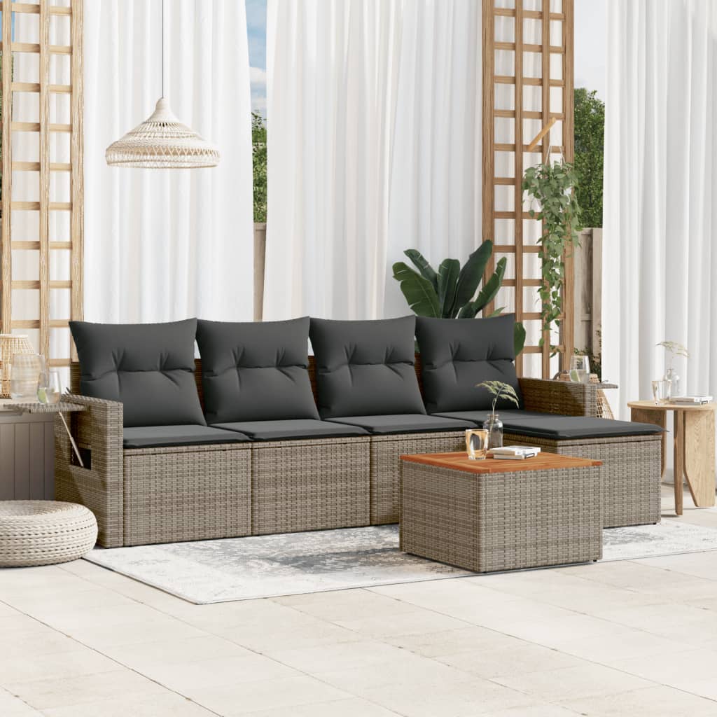 vidaXL Ensemble de canapés de jardin 6 pcs avec coussins gris résine tressée