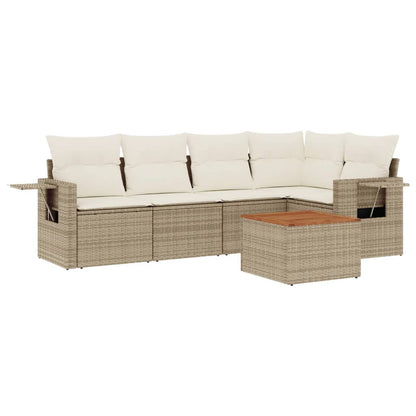 vidaXL Salon de jardin 6 pcs avec coussins beige résine tressée