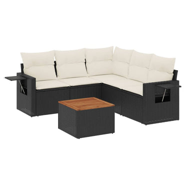 vidaXL Salon de jardin 6 pcs avec coussins Noir Résine tressée