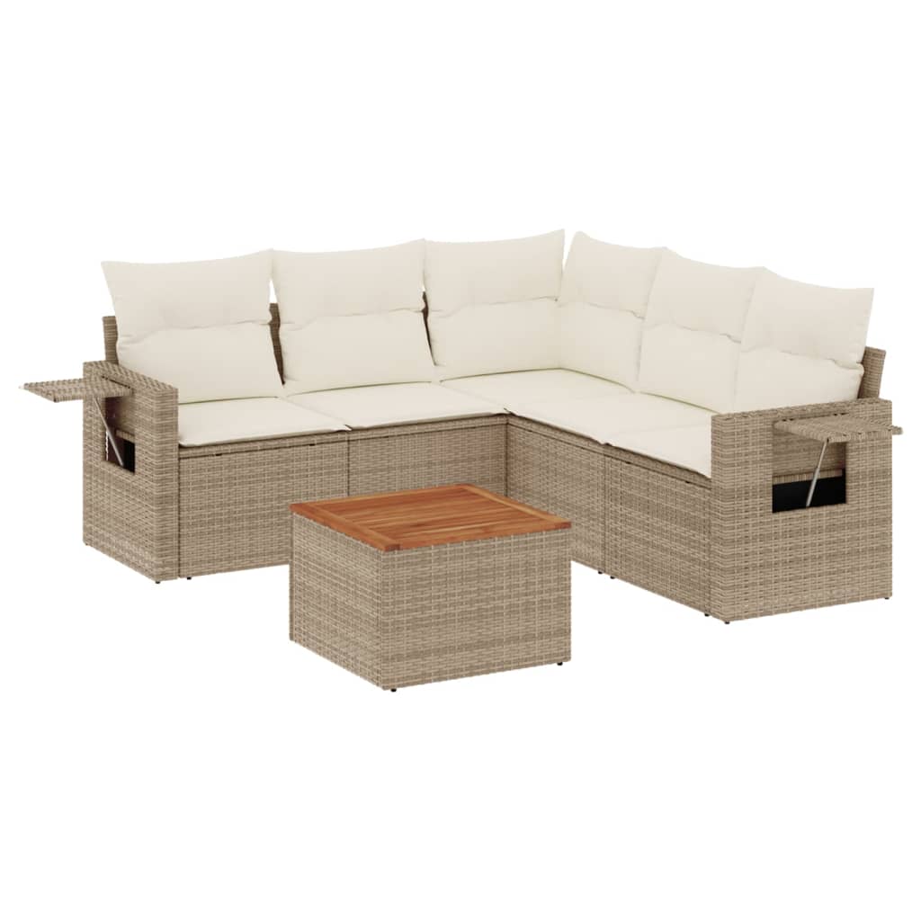 vidaXL Salon de jardin 6 pcs avec coussins beige résine tressée