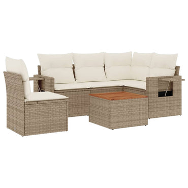 vidaXL Salon de jardin 6 pcs avec coussins beige résine tressée