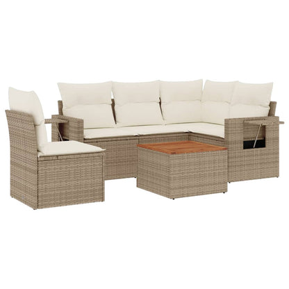 vidaXL Salon de jardin 6 pcs avec coussins beige résine tressée