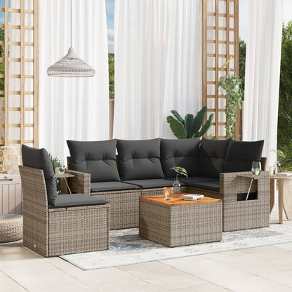 vidaXL Ensemble de canapés de jardin 6 pcs avec coussins gris résine tressée