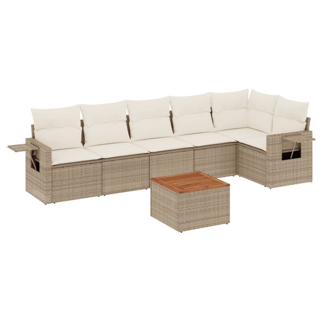 vidaXL Salon de jardin 7 pièces avec coussins en résine tressée beige