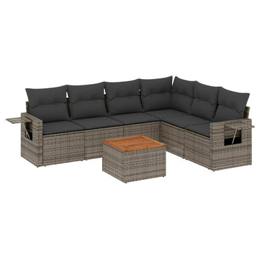 vidaXL Ensemble de canapés de jardin 7 pcs avec coussins Gris Résine tressée