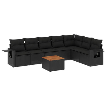 vidaXL Ensemble de canapés de jardin 8 pièces avec coussins résine tressée noir